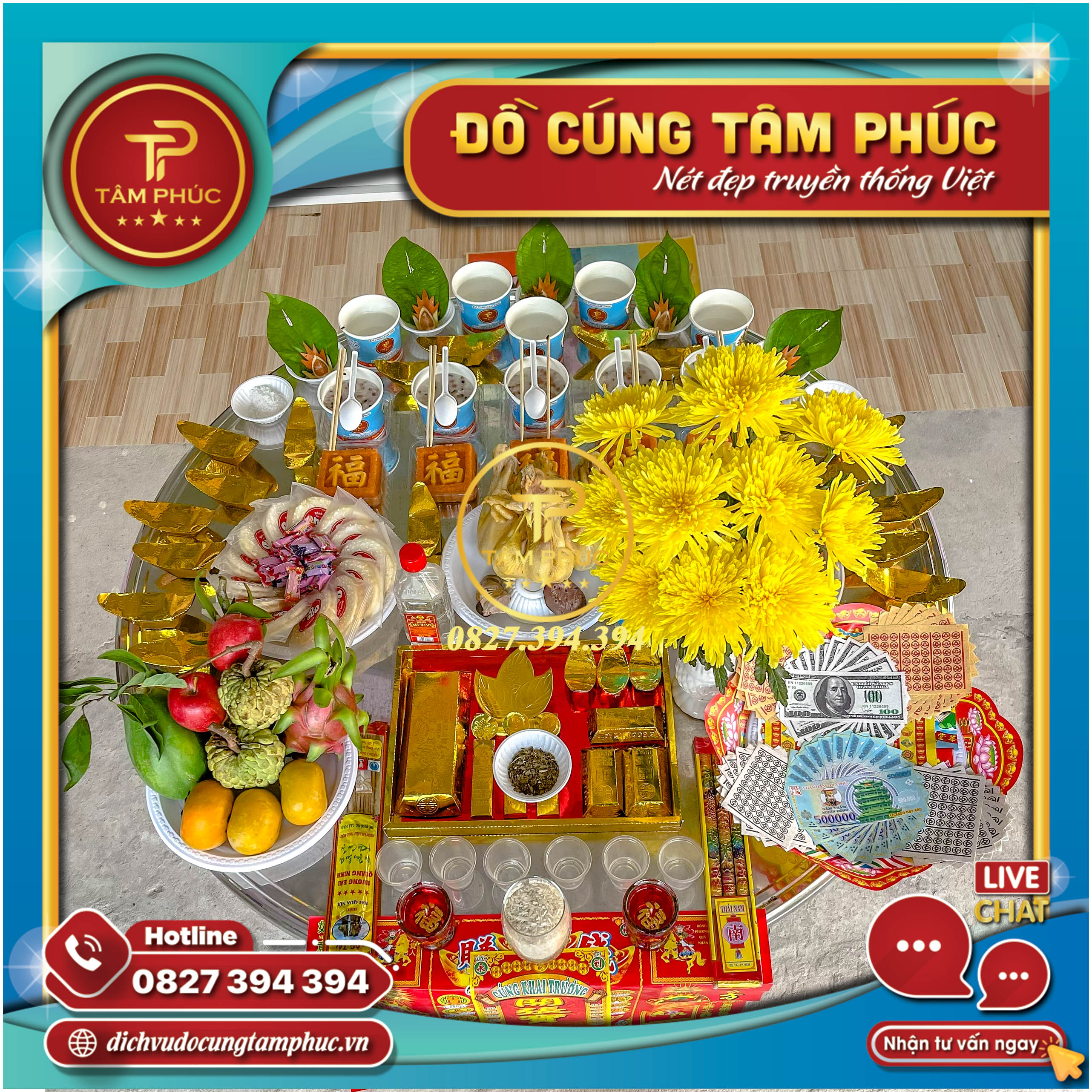 Mâm cúng khai trương tại Cần Thơ.